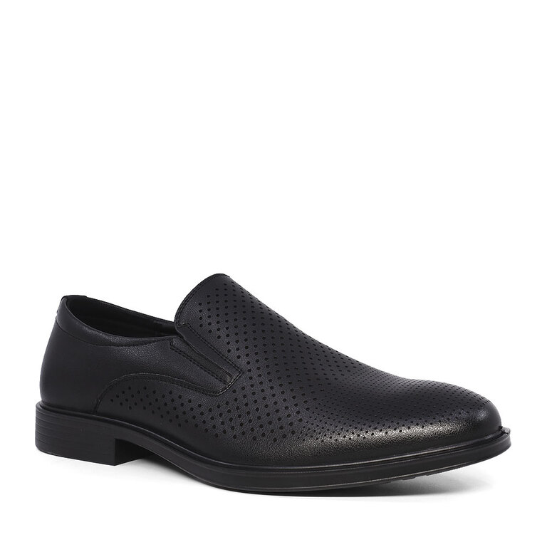 Pantofi tip loafers bărbați Benvenuti negri din piele 3857BPF438N