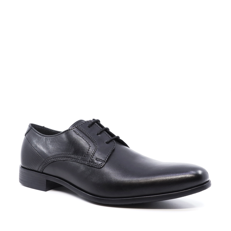 Pantofi derby bărbați Benvenuti negri din piele 715BP1820N