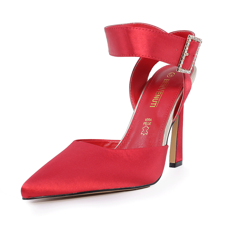 Pantofi slingback femei Benvenuti roșii din satin 1207DD2408RAR
