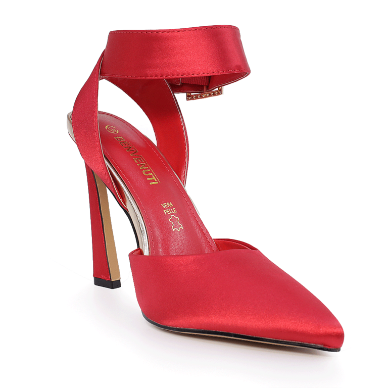 Pantofi slingback femei Benvenuti roșii din satin 1207DD2408RAR