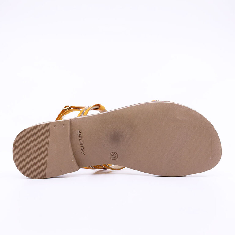 Sandale cu ștrasuri femei Benvenuti galbene din piele  1807DS15967G
