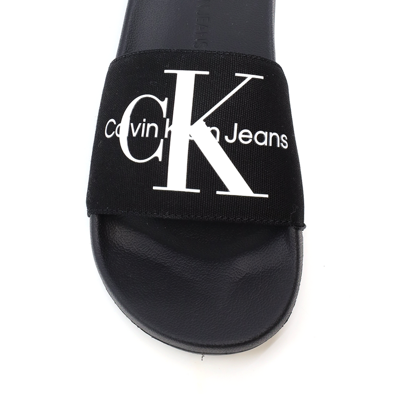 Șlapi bărbați Calvin Klein Jeans negri din bumbac 2375BSL0061N