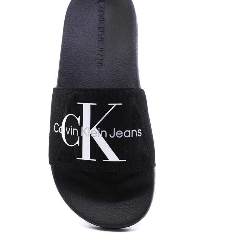 Șlapi femei Calvin Klein Jeans negri din bumbac 2375DSL0103N