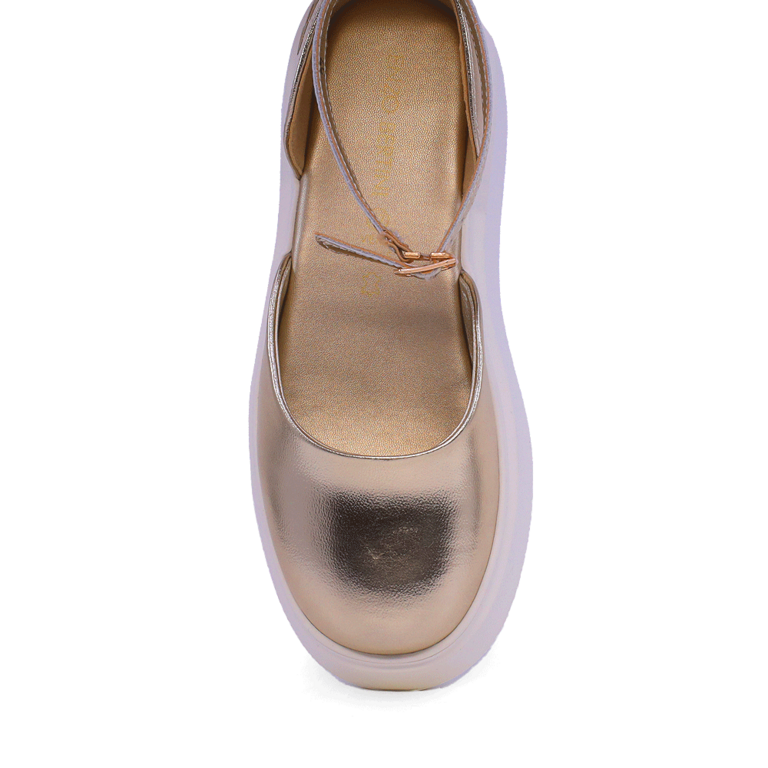 Pantofi decupați femei Enzo Bertini aurii din piele naturală 3867DD022AU