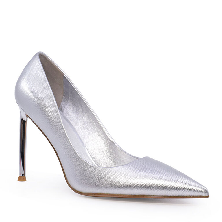 Pantofi stiletto femei Enzo Bertini argintii cu toc din piele 1627DP1353AG