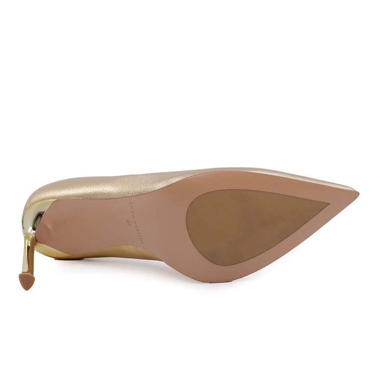 Pantofi stiletto femei Enzo Bertini aurii cu toc din piele 1627DP1353AU