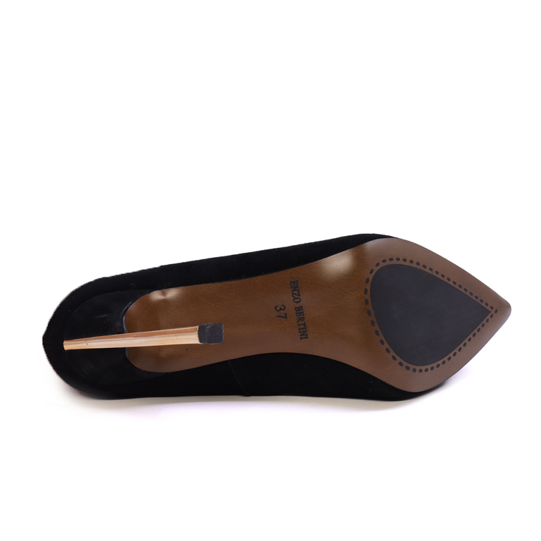 Pantofi stiletto femei Enzo Bertini negri din piele întoarsă cu toc 3867DP320VN