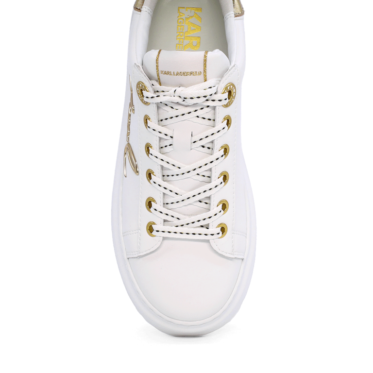 Sneakers femei Karl Lagerfeld Anakapri Signia albi cu auriu  din piele 2057DP63510AU