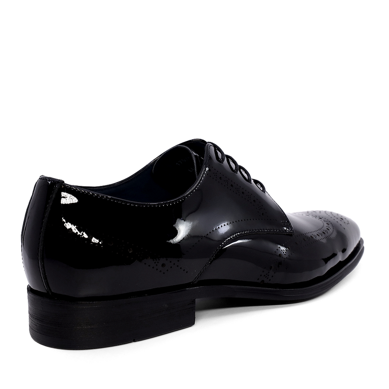 Pantofi derby bărbați Luca di Gioia negri din piele lăcuită 1797BP1937LN