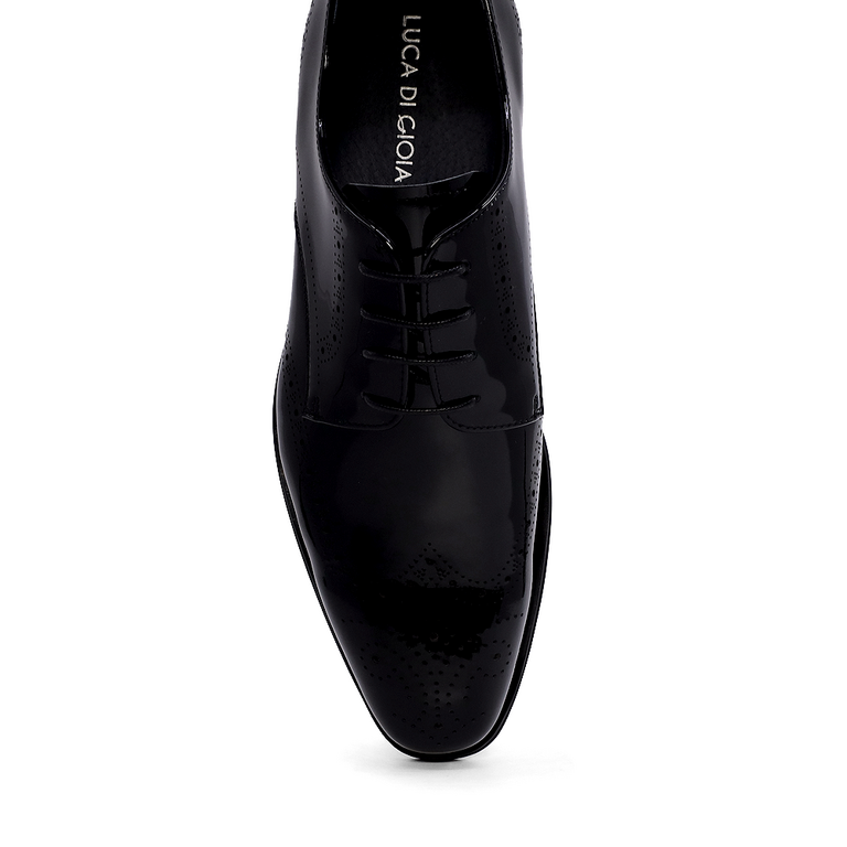 Pantofi derby bărbați Luca di Gioia negri din piele lăcuită 1797BP1937LN