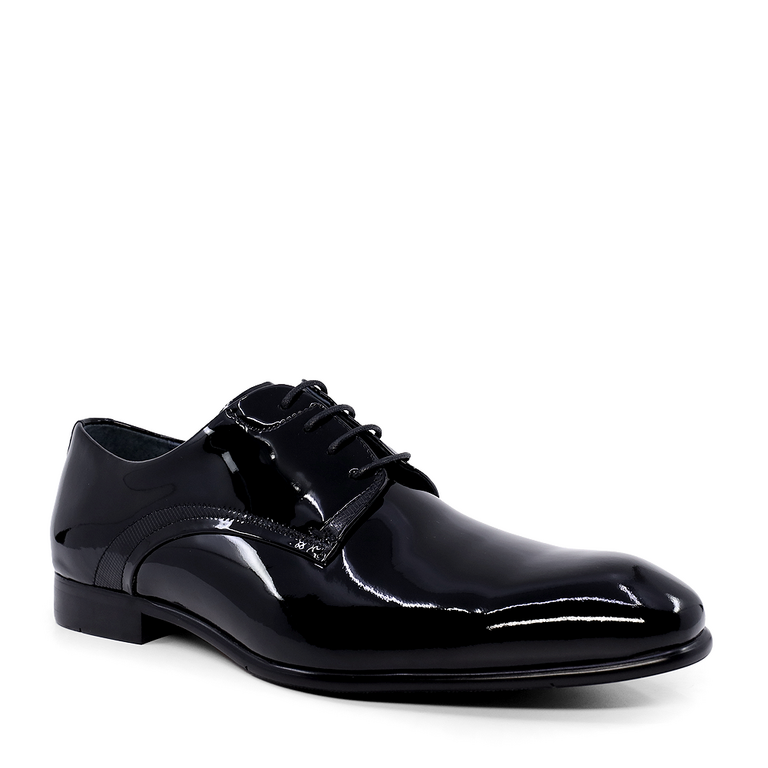 Pantofi derby bărbați Luca di Gioia negri din piele lăcuită 1797BP2026LN