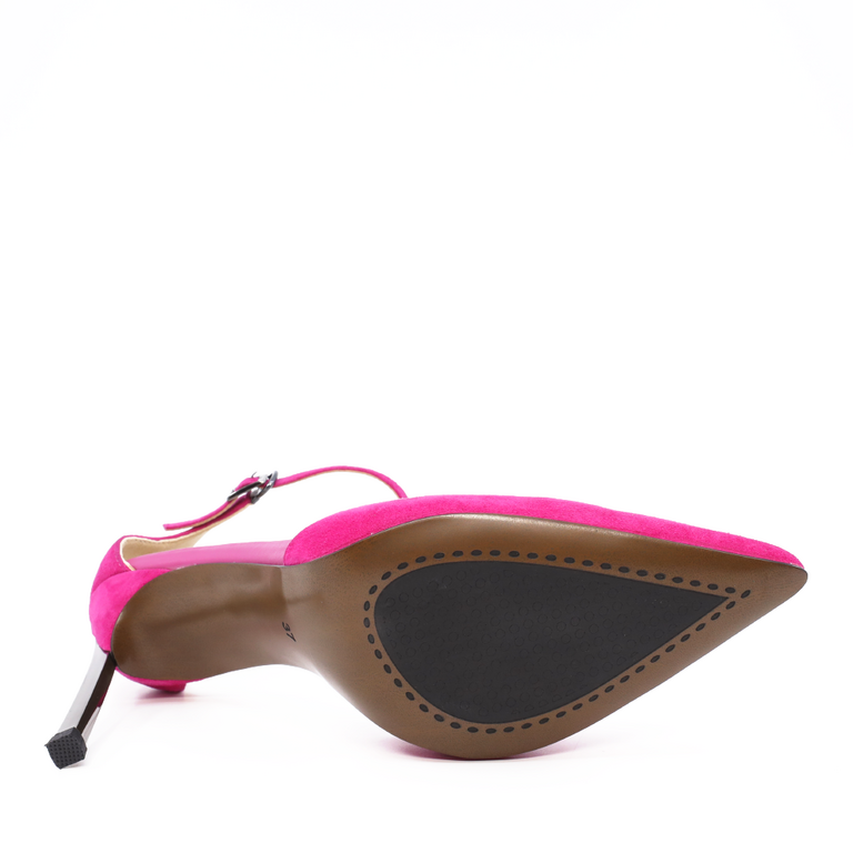 Pantofi decupați femei Luca di Gioia fuchsia din piele întoarsă cu toc 3845DD106VFU