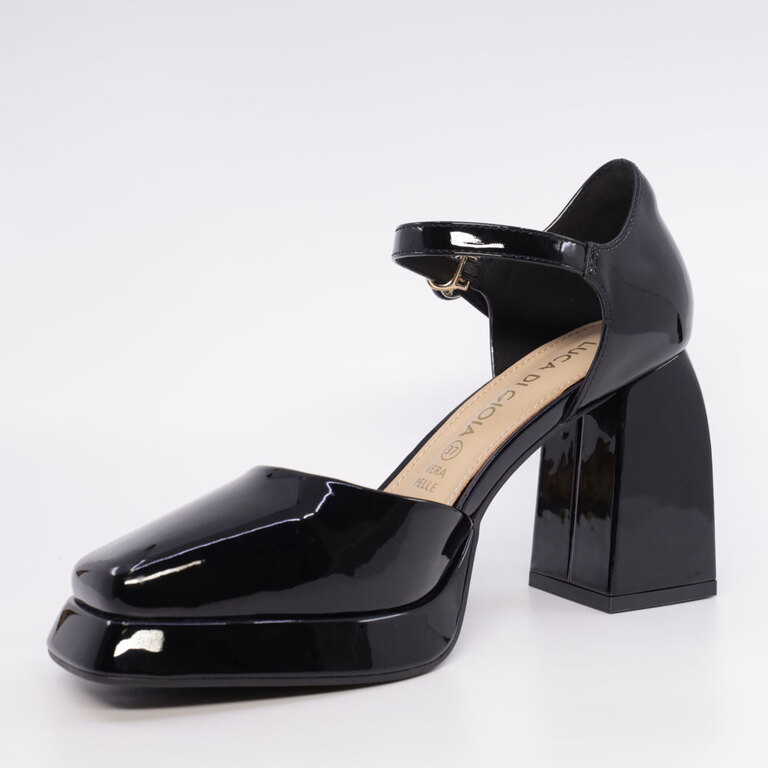Pantofi Mary Jane cu platformă femei Luca di Gioia negri din piele lăcuită cu toc 3847dd128ln