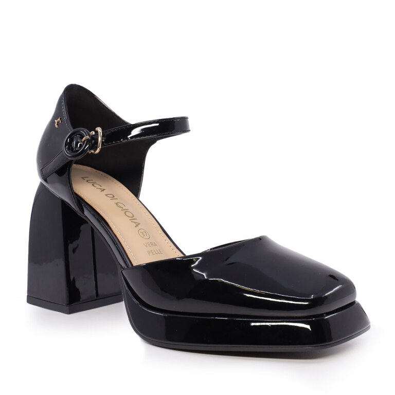 Pantofi Mary Jane cu platformă femei Luca di Gioia negri din piele lăcuită cu toc 3847dd128ln