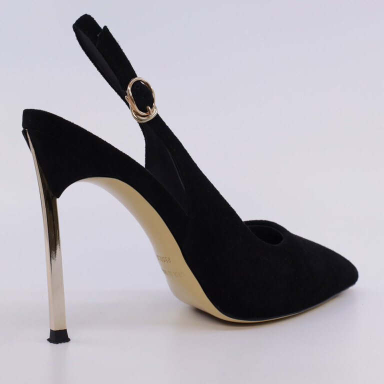 Pantofi stiletto slingback femei Luca di Gioia negri din piele întoarsă 3847dd277vn