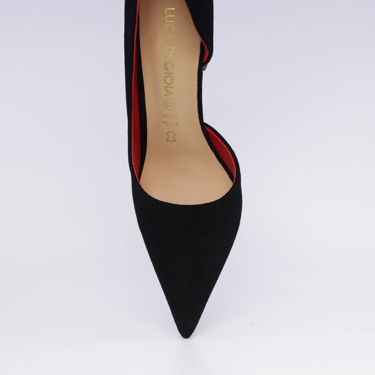 Pantofi stiletto d'orsay femei Luca di Gioia negri din piele întoarsă 3847dp104vn
