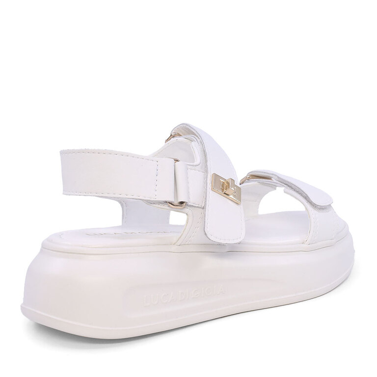 Sandale cu perimetru reglabil femei Luca di Gioia albe  din piele naturală 3847DS102A