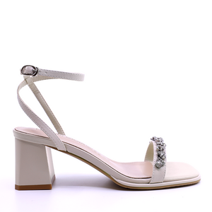 Sandale elegante femei Luca di Gioia bej din piele cu accesoriu decorativ 3847DS191BE