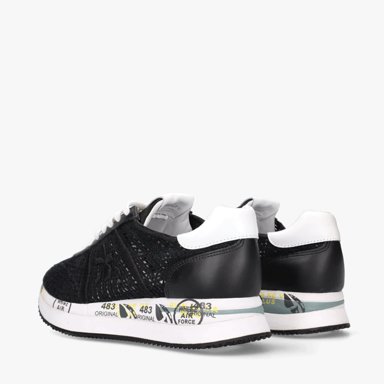 Sneakers femei Premiata Conny negri din textil și piele 1695DPF6347N