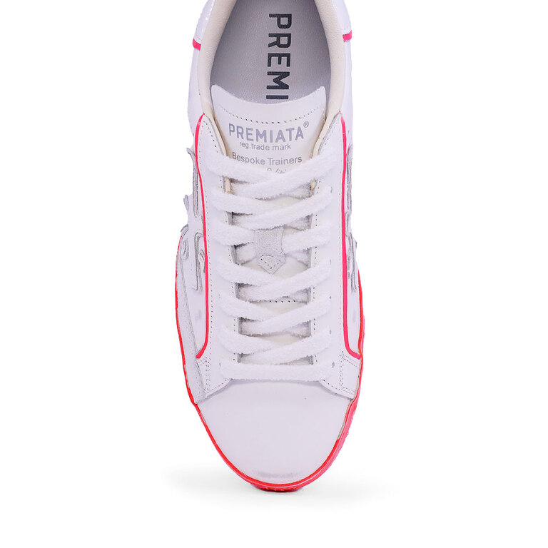 Sneakers femei Premiata  Steven-D albi din piele naturală cu aspect vintage 1697DP6667AFU
