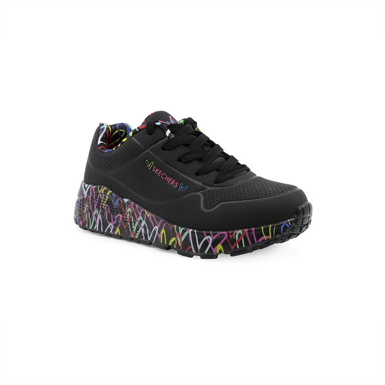 Pantofi sport fete Skechers negri cu talpă colorată 1966fp314976n
