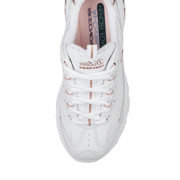 Pantofi sport femei Skechers D' Lite Fresh Start albi din piele șI sintetic 1967DP11931A