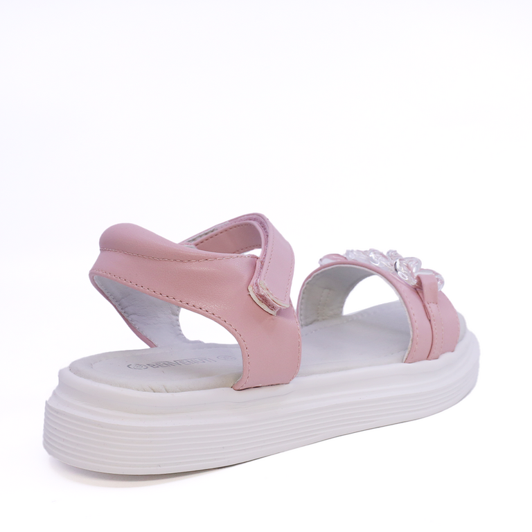 Sandale fete Benvenuti roz cu accesoriu decorativ 2577FS2310RO