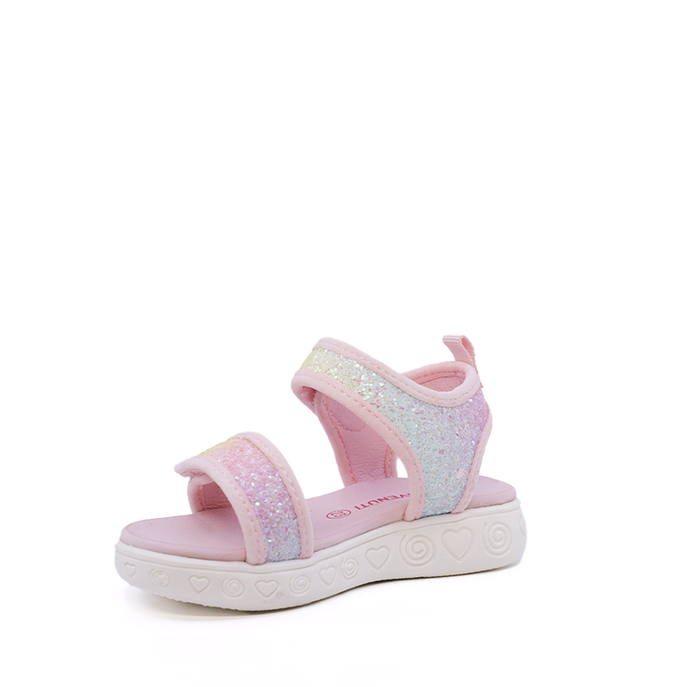 Sandale fetițe Benvenuti roz cu imprimeu multicolor 257fs2301ro