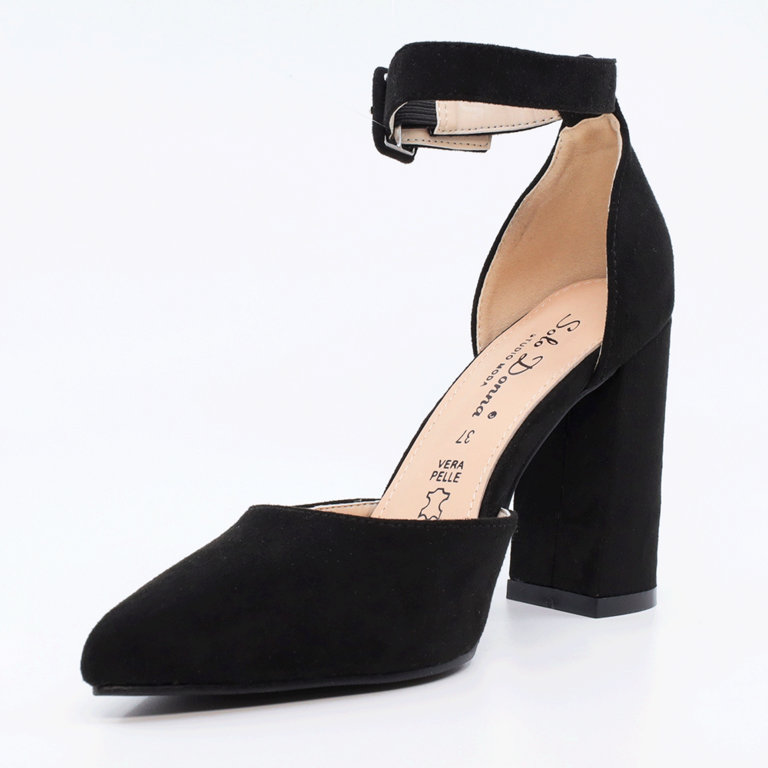 Pantofi decupați femei Solo Donna negre din velur 1167dd1210vn
