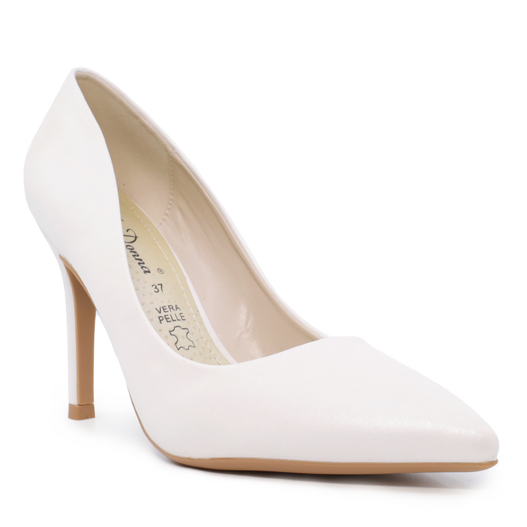 Pantofi stiletto femei Solo Donna albi din satin 1165DP5100A