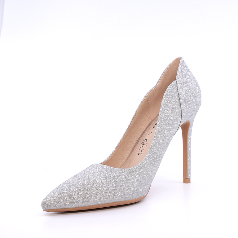 Pantofi stiletto femei Solo Donna argintii cu toc înalt 1167DP3330AG