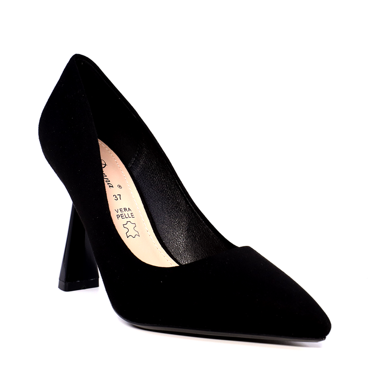 Pantofi stiletto femei Solo Donna negri cu toc asimetric 1167DP2610VN