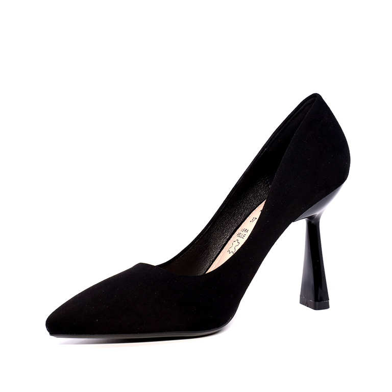 Pantofi stiletto femei Solo Donna negri cu toc asimetric 1167DP2610VN