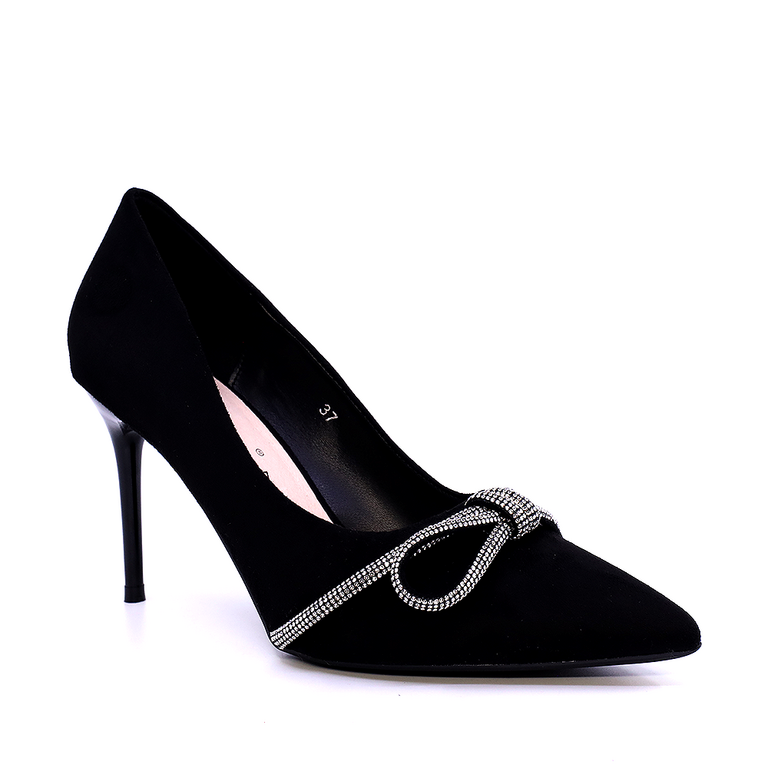 Pantofi stiletto femei Solo Donna negri  cu ștrasuri 2547DP9100VN