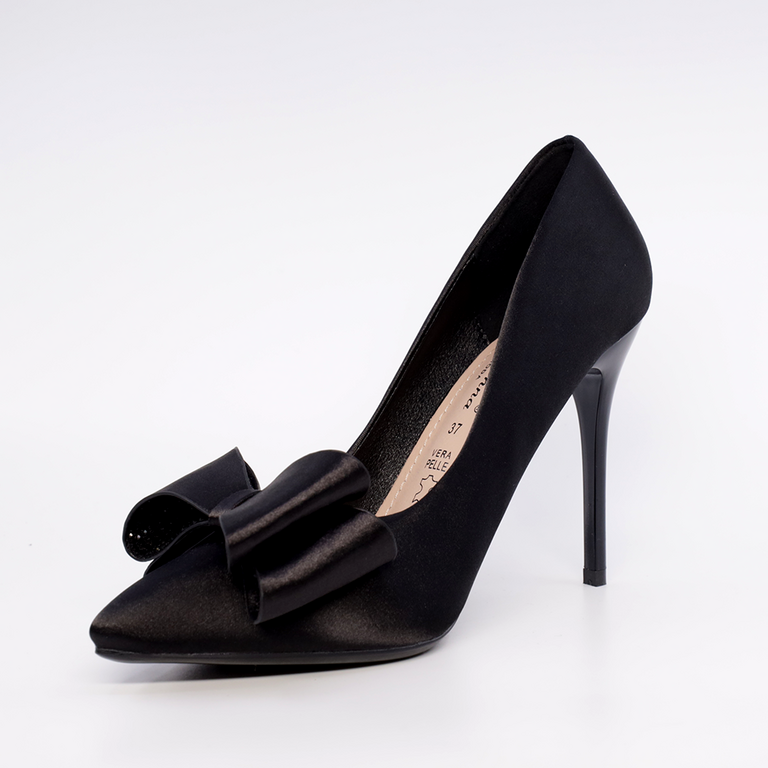 Pantofi stiletto femei Solo Donna negri din satin 1167DP2810RAN