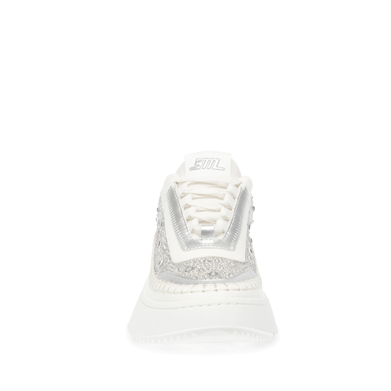 Sneakers femei Steve Madden albi din material sintetic cu ștrasuri 1467DPDOUBLETAK-RGR