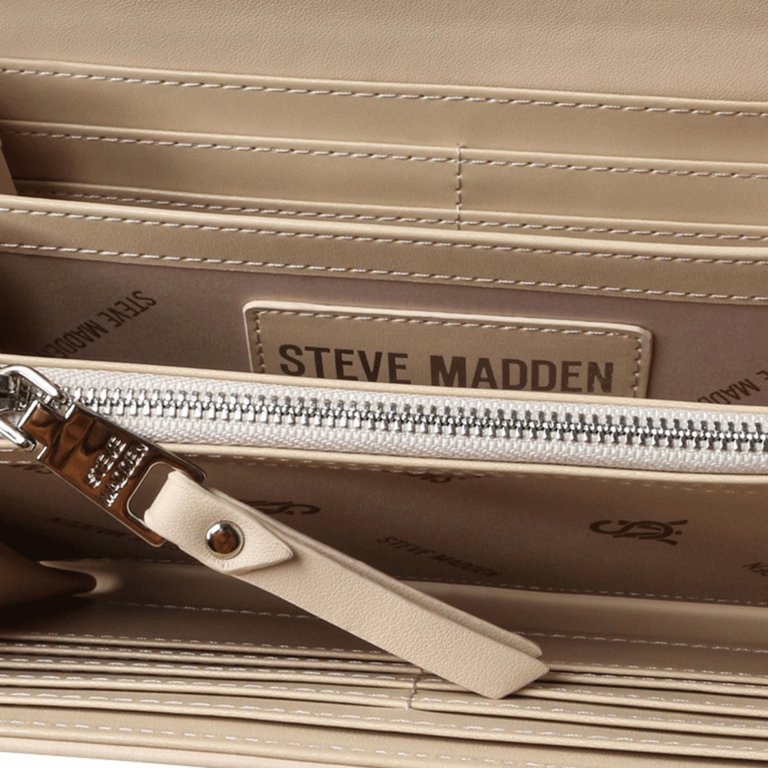 Poșetă plic femei Steve Madden Bpetula bej cu logo metalic cu ștrasuri 1667PLSBPETULABE