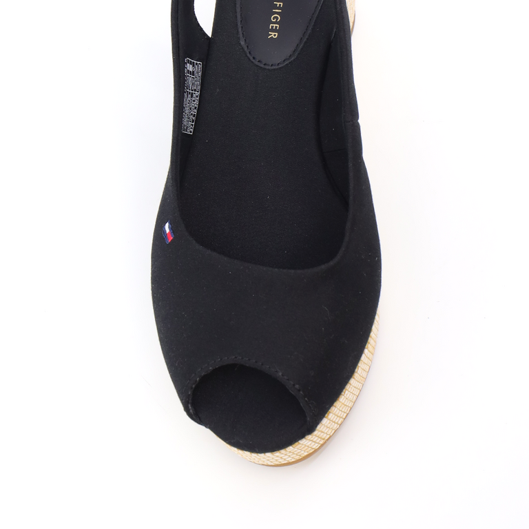 Sandale cu platformă femei Tommy Hilfiger negre din material textil 3415DS4788N